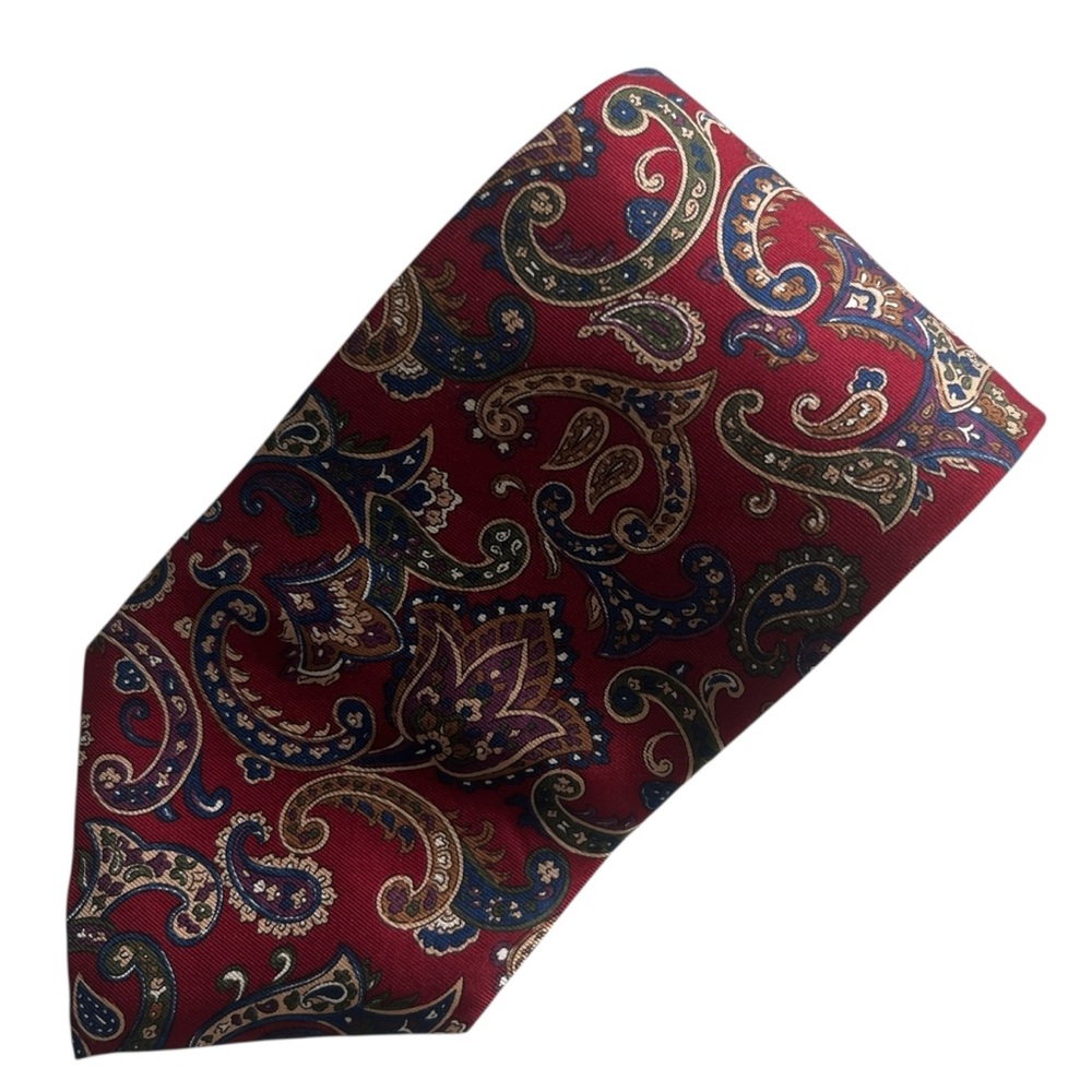 Christian Dior Monsieur Silk Tie Red Blue Print Career Designer Work Office